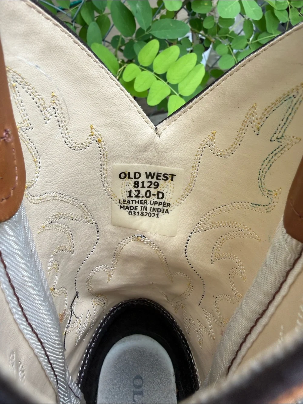 Old West jama India Kids Leather Western Cowboy Boots Tan Size 12